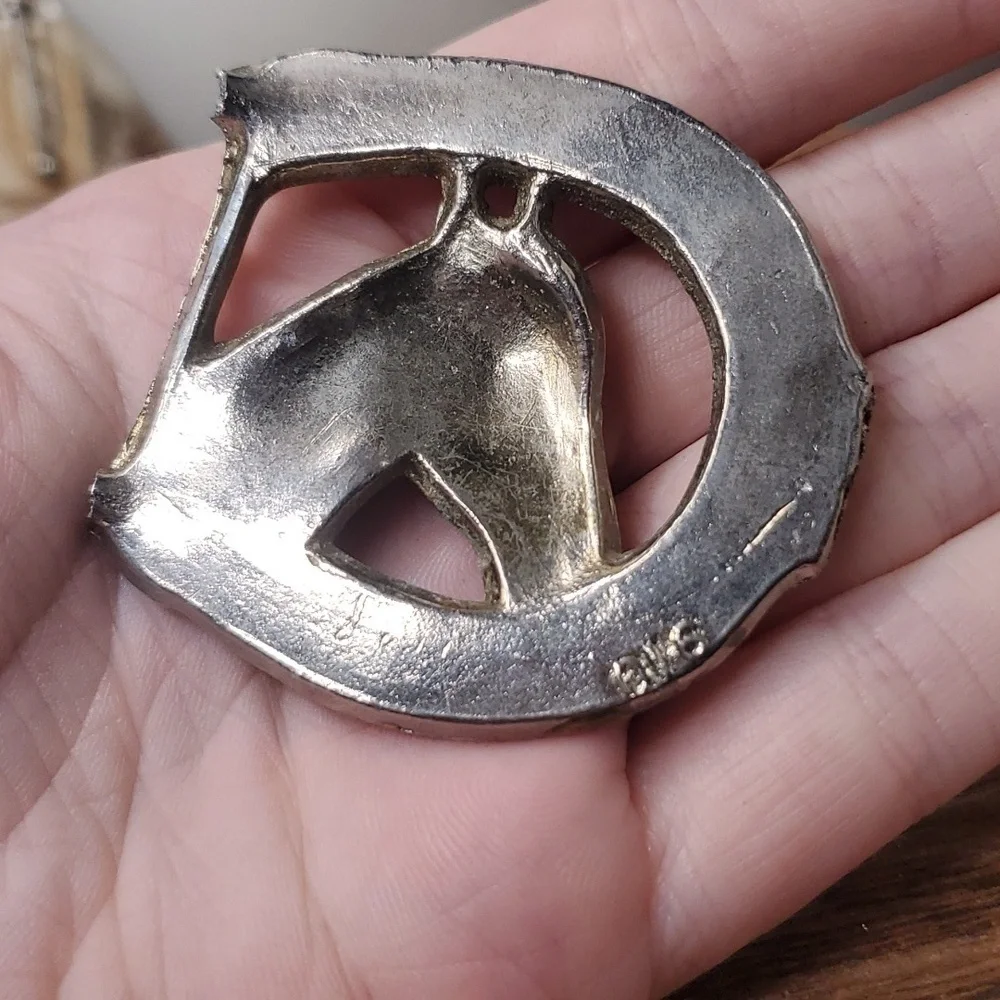 Horse shoe‎ equestrian collectible sterling silver belt buckle antique